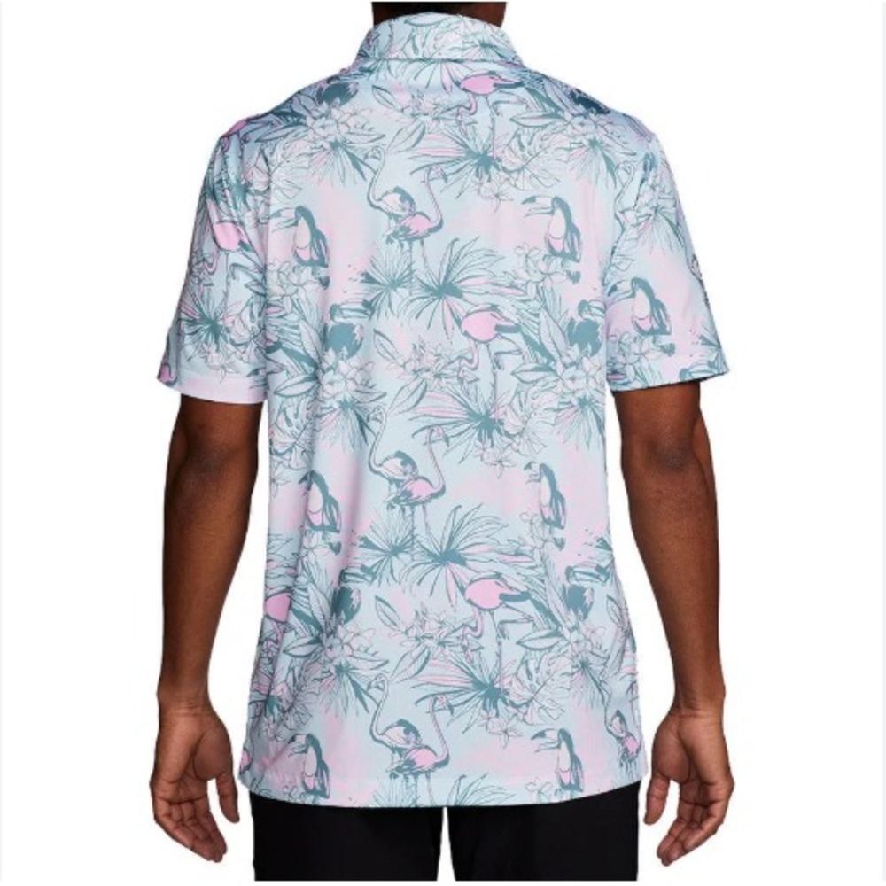 Bad Birdie Tropical Watch Golf Polo Mens 2XL Flamingo Toucan Hawaiian Pastel AOP - Picture 4 of 16